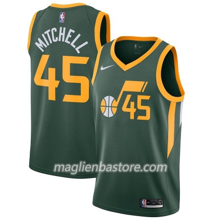 Maglia NBA Utah Jazz Donovan Mitchell 45 2018-19 Nike Verde Swingman - Uomo
